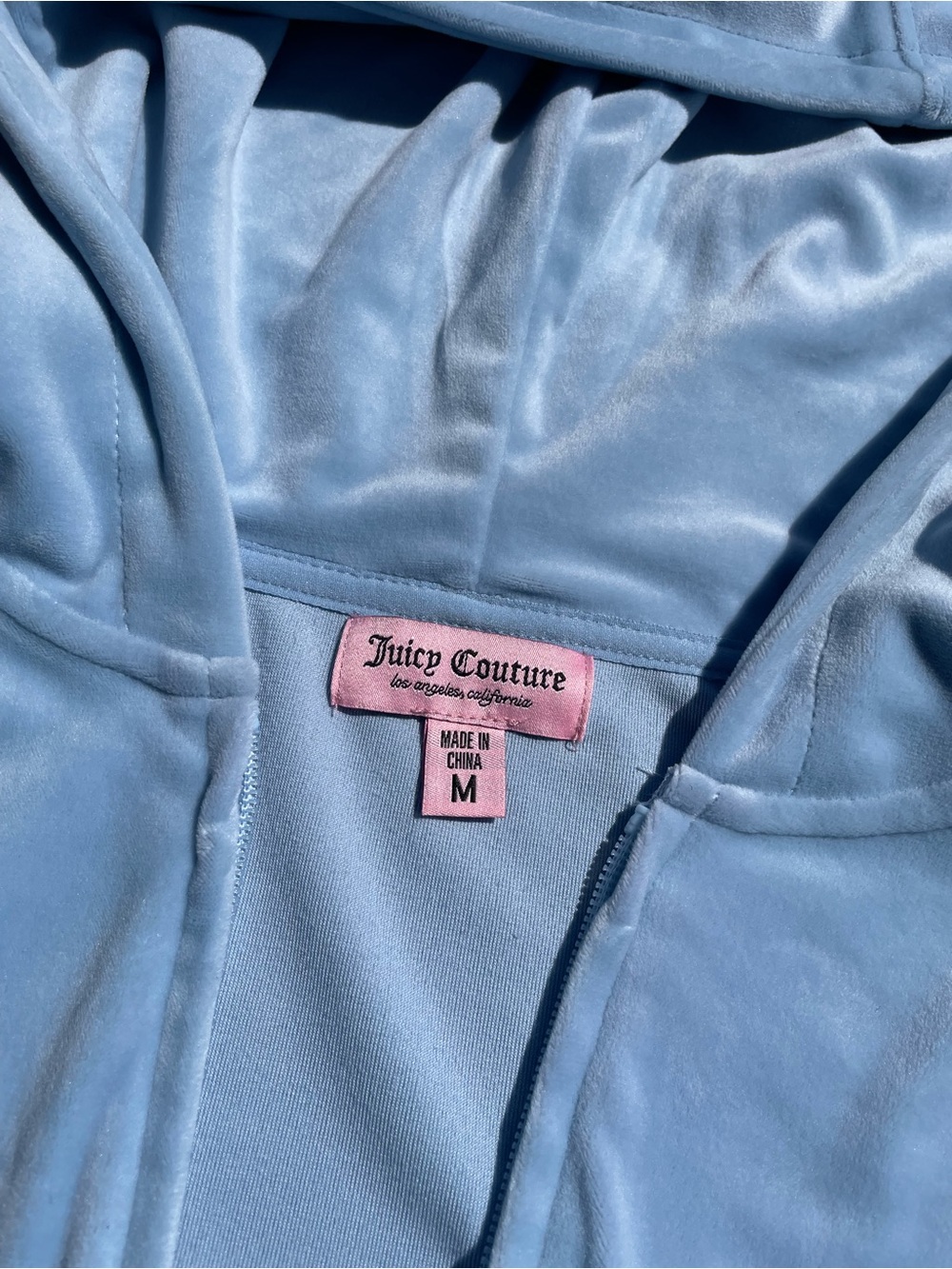 Juicy Couture Light Blue Velour Hoodie with Pink Logo Tag - Picture 4 of 5